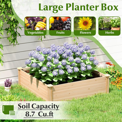 Giantex Raised Garden Bed, Wood Planter Box, Outdoor Square Garden Bed for Vegetable Flower Herb Succulent, 40" Lx40 Wx12 H, Easy Assembly