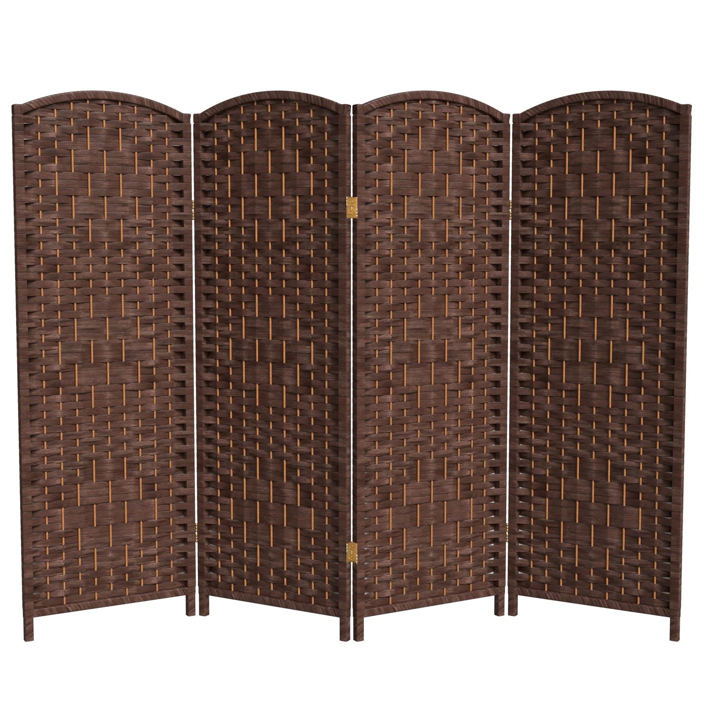 Red Lantern 4 ft. Short Diamond Weave Fiber Folding Screen - Dark Mocha - 4 Panel
