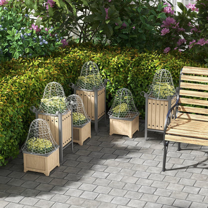6-Pack Garden Chicken Wire Cloche, 16" x 13" – Metal Plant Protectors, Stackable Crop Cages, White, Animal Barrier for Outdoor Gardens