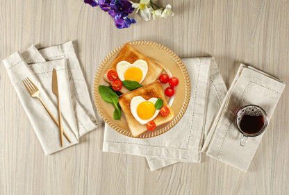 Hausattire Cloth Dinner Napkin Flax Fall Hemstitched Mitered Corner 20x20 Inch Natural Easter Basket Decor Soft Durable Table Linen Napkins Ideal, Cocktail Parties