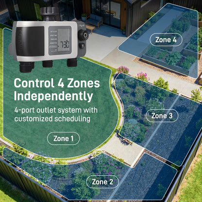 Orbit B-hyve XD 4-Port Smart Hose Watering Timer - App Controlled - Smart WeatherSense - Bluetooth Sprinkler Timer with Remote Control - Multi Outlet Yard Irrigation System - 24634