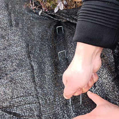 100 Pcs 6 inch Garden Landscape Staples Galvanized Pins Lawn Stakes for Weed Barrier Ground Cover,U-Type Heavy Duty (100 Pcs x 6")