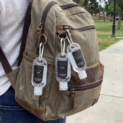 Sacubee 6 Pcs Mini Hand Sanitizer Travel Size with Carabiner Clip 2 Fl. oz Gel Mix Scent Pocket Hand Sanitizer with Keychain Bulk for Backpack Purse Gym Bag Office Outdoor Friend Coworker Travel Gifts