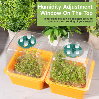 Microgreen Growing Trays, 5" x 5" Sprouting Tray with Humidity Dome, 1.2 mm Small Mesh Holes, BPA Free, Sprouter Kit for Growing Mirco Seeds, Like Broccoli, Alfalfa, Radish, Clover - 6 Pack | Colorful