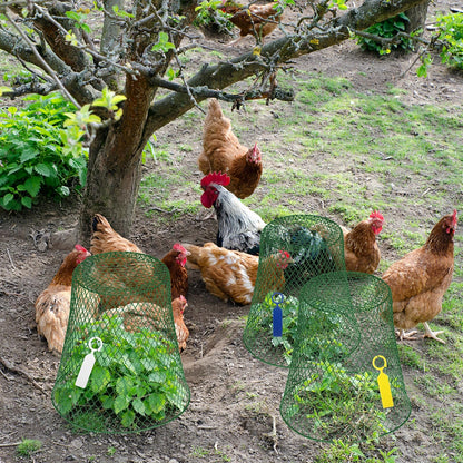 Geosar 10 Pcs 9 Inch Chicken Wire Cloche Plant Protector Cover Metal Garden Cloche Netting Protection Cages Vegetables Flowers with Garden Stakes Avoiding Chicken Rabbit Squirrels Birds (Green)