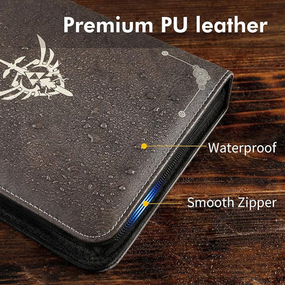 iofeiwak Mini Amiibo Card Display Album, Brown, 0.82x1.22 inch, Faux Leather, Waterproof, 20 Sleeves Included