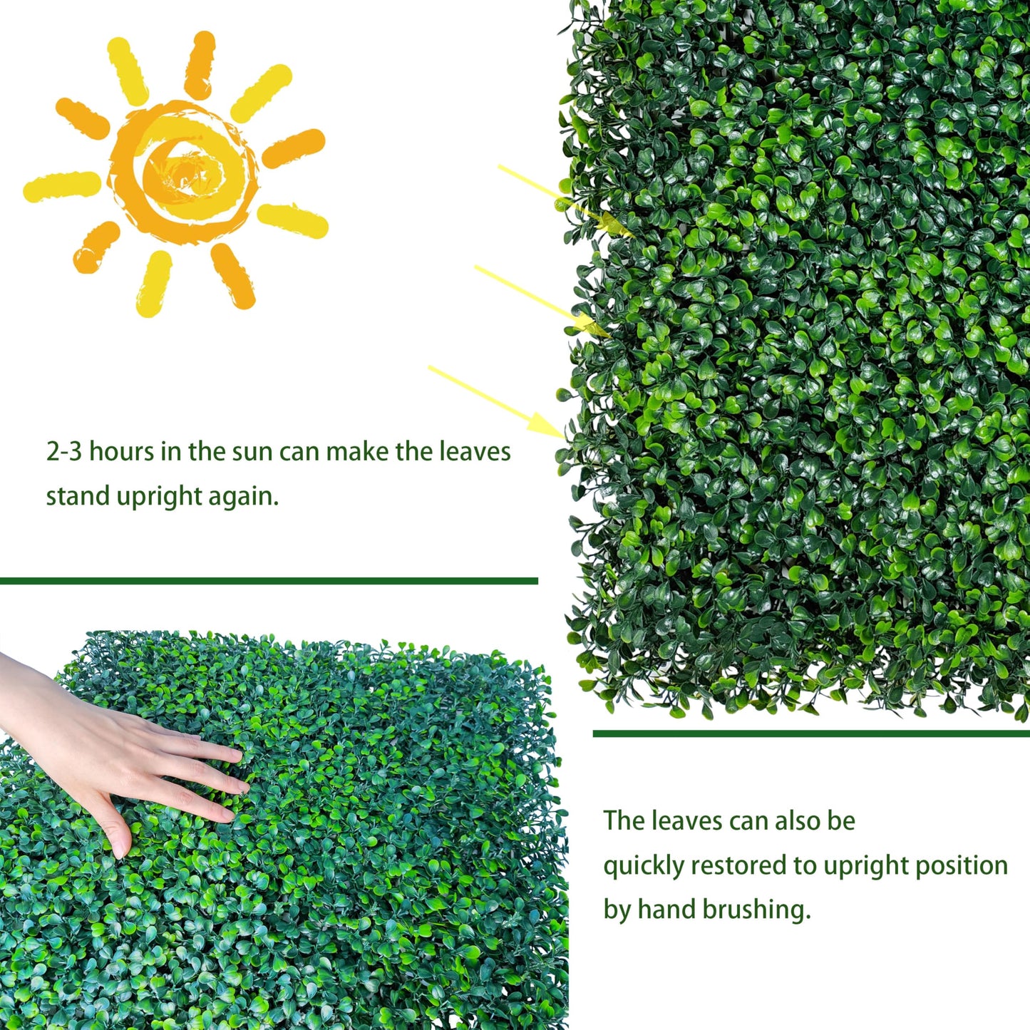 ODTORY Artificial Grass Wall Panel Backdrop,10 X 10 in 25P(17.5 sqft) UV-Anti Greenery Boxwood Panels for Indoor Outdoor Green Wall Decor & Ivy Fence Covering Privacy