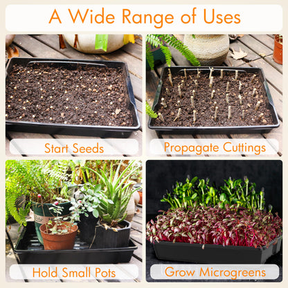Gardzen 10 Pack Seed Trays, Reusable Plant Grow Trays, Ideal for Seed Starting, Microgreens, Indoor Gardening, and Greenhouse Nurseries - No Drain Holes, 15.7" x 11.6"