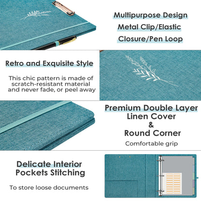 EYROZILL 3 Ring Binder 2 Inch, Binder for Letter Size (11" x 8.5") with 5 Tab Dividers, File Folder Labels and Low Profile Clipboards, Lavender Blue