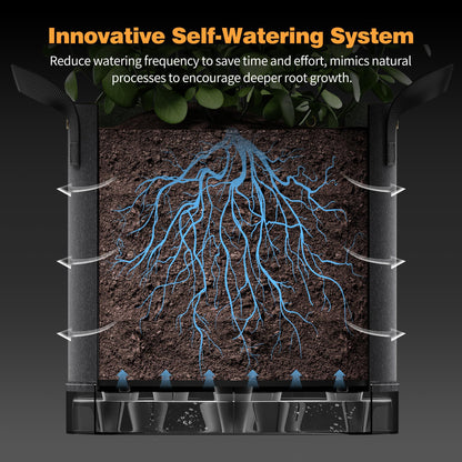 Patigrow Self-Watering Grow Bags, 5-Pack 5 Gallon 420G Thick Nonwoven Fabric Pots with Reinforced Handles and Multi-Purpose Rings, for Low Stress Plant Training Fruits, Vegetables,and Flowers