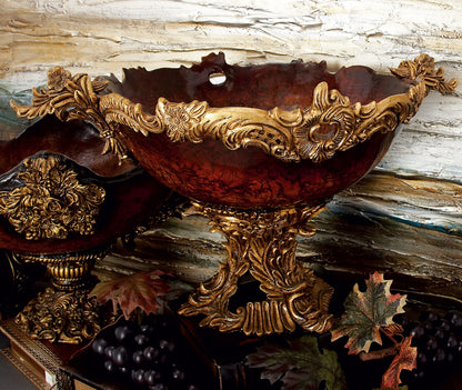 Deco 79 Polystone Leaf Decorative Decorative Bowl Intricately Carved Arabesque Decorative Container, Decorative Keepsake Box 19" x 14" x 11", Gold