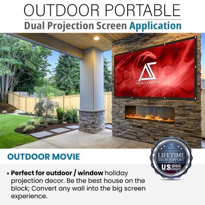 Akia Screens 120" Dual Projection Projector Screen, 16:9 Front & Rear, Portable Foldable Anti-Crease, 8K / 4K Ultra HD Ready Indoor Outdoor Home Theater Screen, AK-DIYOUTDOOR120H1.