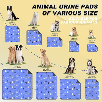WanpeeGoo Washable Pee Pads for Dogs, 1 Pack Absorbent Reusable Training Dog Pads Pet Puppy Pads, Non-Slip Potty Pads for Whelping, Playpen, Crate, Bed, Blue, 65"x48"