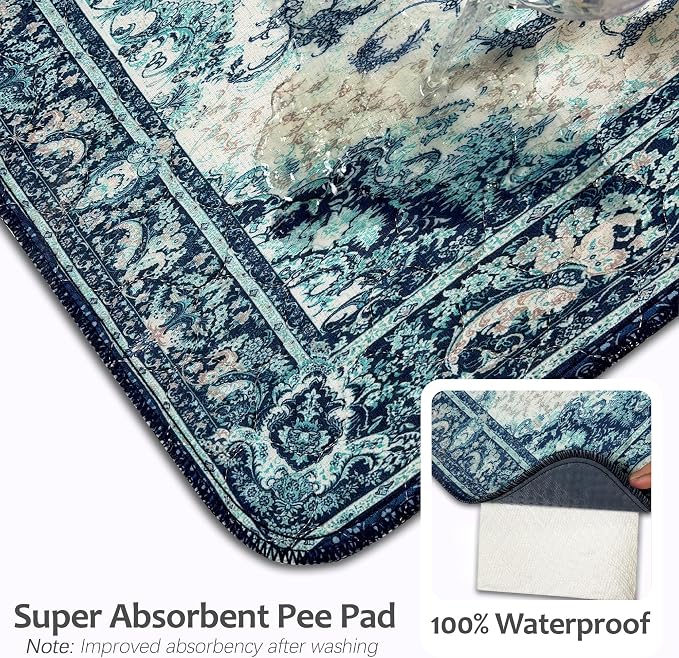 Washable Pee Pads for Dogs, Reusable Puppy Potty Training Pads, Ultra-Absorbent Thick Waterproof Leak-Proof Non-Slip Pads & Mat for Crate, Playpen, Floor, Whelping & Housebreaking , 2 Pack 24"x36"