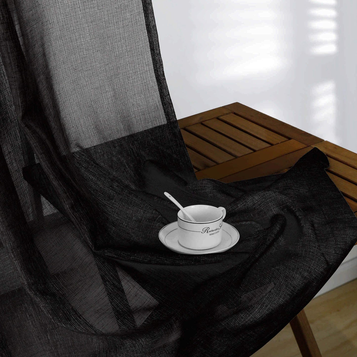 KOUFALL Short Halloween Curtains for Kitchen Bathroom Window,Short Black Sheer Gothic Curtains for Bedroom
