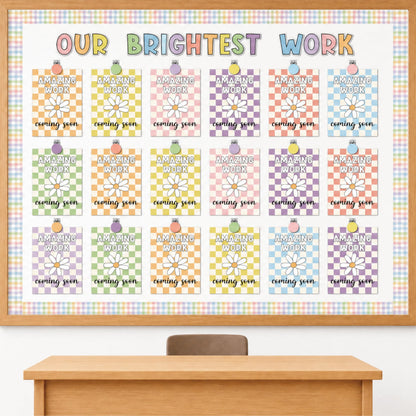 Bigerto 160 Pcs Pastel Student Work Display Bulletin Board Decoration Our Brightest Work Wow Works Cutouts with Clips Names Display Classroom Decor for Teachers Motivational Back to School Supplies