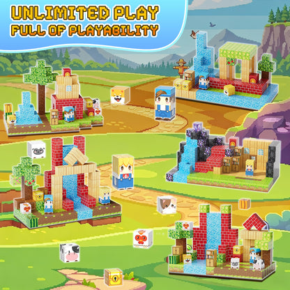 Fitrobust 200PCS Magnetic Blocks, Magnetic Building Blocks, 0.63in Magnetic Building, STEM Game Stacking Toys for Kids, Birthday Gifts for Boys and Girls Age 3+ Years Old