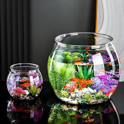 2pcs Plastic DIY Fish Bowls - 135oz Round Clear Fish Tanks 1 Gallon Aquarium, Hydroponic Planter, and Multi-Use Container for Flower Vase, Carnival Prizes, Party Centerpieces, and Home Decor