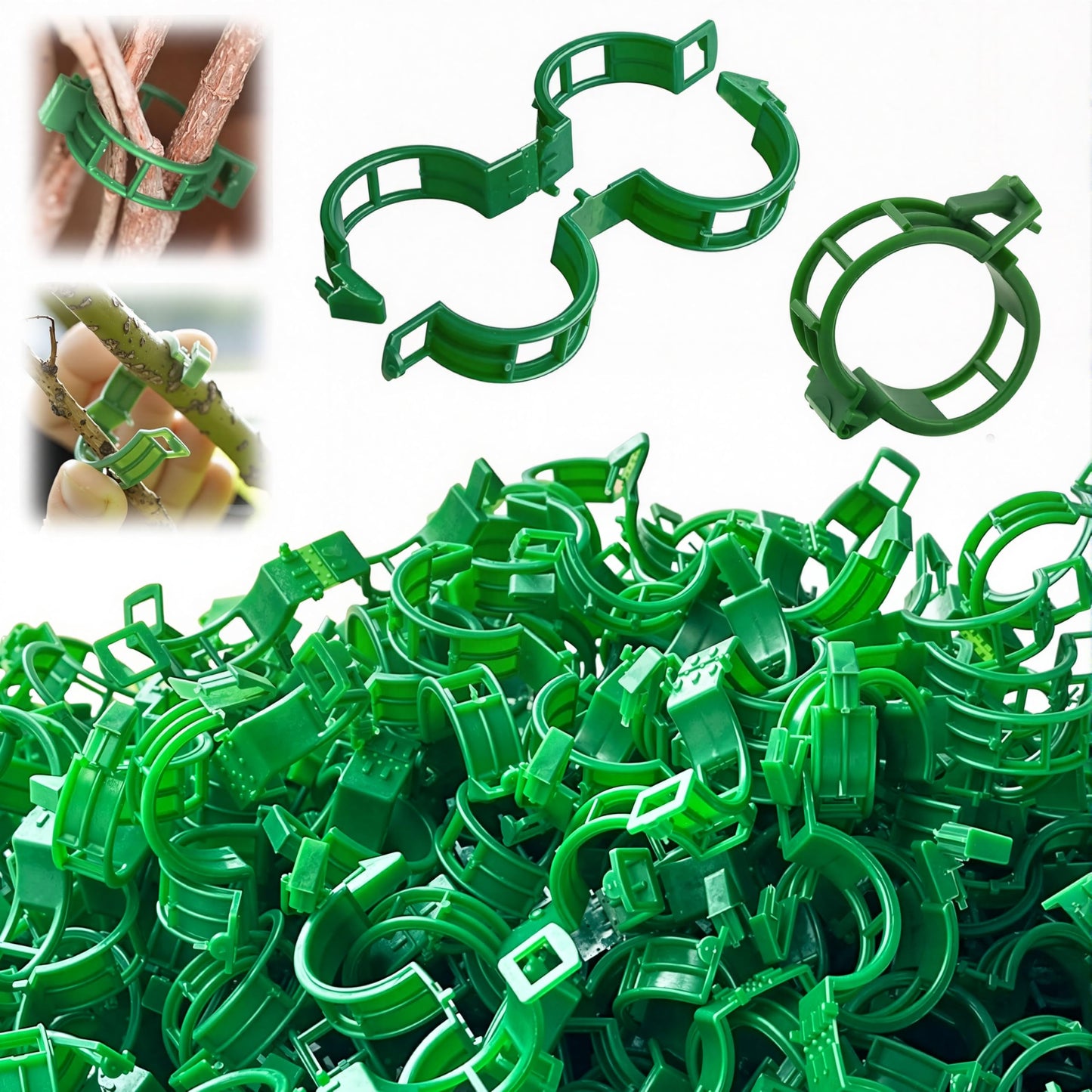 300Pcs Tomato Clips Plastic Plant Support Clips for Garden Trellis Twine and Greenhouse Vine Support Garden Clips for Tomatoes Cucumbers Peppers Climbing Vegetables and Flowers Upright Growth