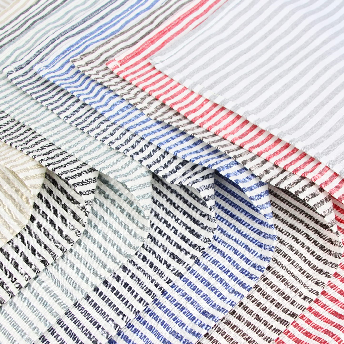 INFEI Plain Striped Cotton Linen Blended Dinner Cloth Napkins - Set of 12 (40 x 30 cm) - for Events & Home Use (Brown)