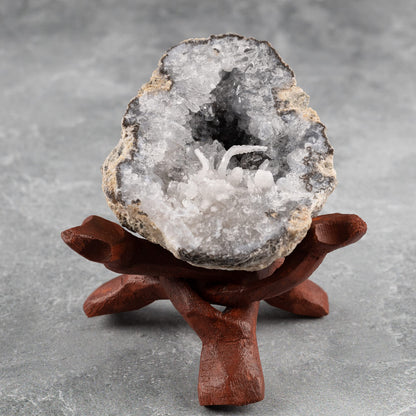 Wish Well 2 Piece Wooden Tripod Stand - 4" & 6" Hand-Carved Room Decor Holder ~ Ideal for Abalone Shell, Decorative Bowl, Crystal Ball, Sphere, Geode ~ Wood Display Stand & Perfect Crystal Holder