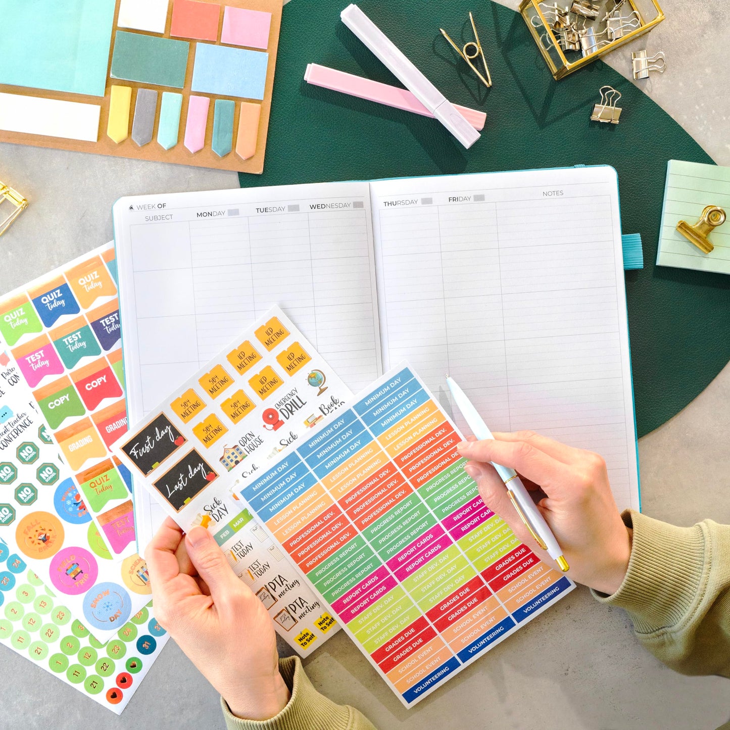Clever Fox Teacher Planner – School Year Planner with Calendars & Lesson Plans – Teacher Plan Book for Classroom & Homeschool Organization - Undated, 7x10″, Hardcover (Turquoise)