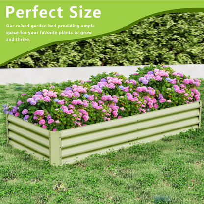 Ayen Guard 2PCS 6x3x1FT Galvanized Raised Garden Bed, Galvanized Planter Raised Garden Boxes Outdoor, Large Metal Raised Garden Beds for Vegetables-Green
