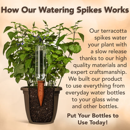 Upforesy 6 Pack Terracotta Watering Spikes for Indoor and Outdoor Plants - Simple and Easy Setup - Keep Plants Happy and Watered While You are Away