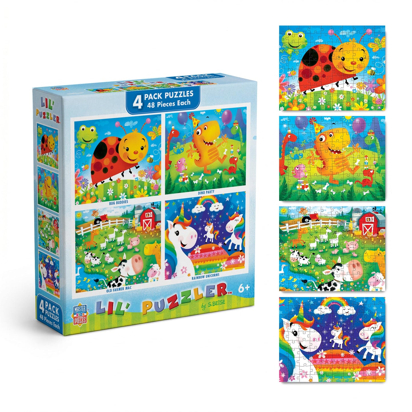 MasterPieces – Jigsaw Puzzle Set for Kids 6+ Years, 4-Pack of 48 Pieces, Educational and Fun Game, Lil Puzzler Collection, Gift Idea for Children, 8" x 10"