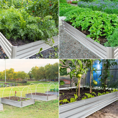 JERIA 6×3×1ft Raised Garden Bed with Support Rods,Galvanized Raised Garden Bed Kit Outdoor Metal Gardening Planter Box for Vegetable, Fruits, Flower