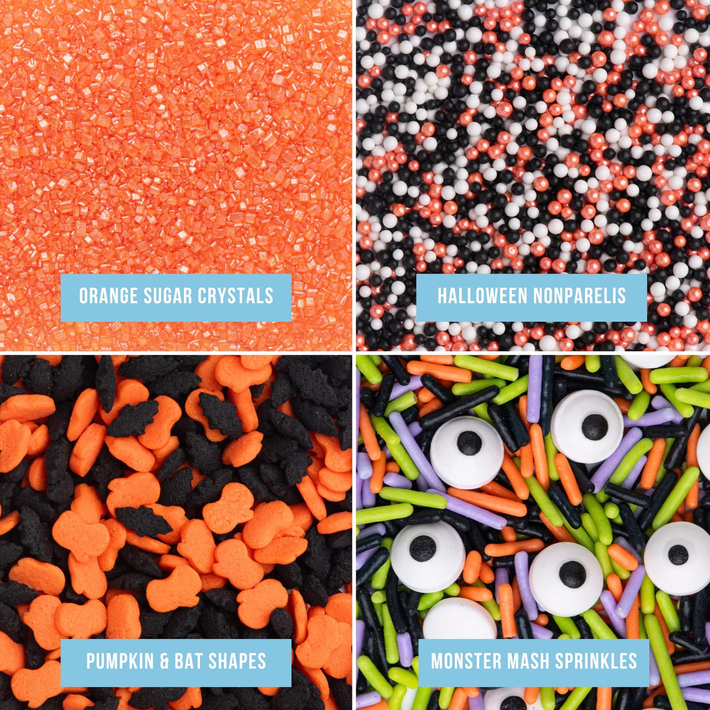 Sweets Indeed Sprinkles, 4 Pack, Edible Sprinkle Mix, Perfect for Cake Decorations, Baking, Ice Cream, Cookies, Cupcake Topper (Halloween)