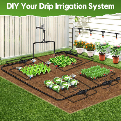 240FT Drip Irrigation System for Garden, 2026 Upgraded Quick-Connect Automatic Garden Watering System with 1/2" & 1/4" Tubing and Adjustable Nozzle Emitters for Greenhouse, Yard, Lawn, Raised Bed