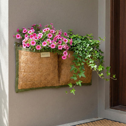 Austram Wall Hanging Planter, 2 Pocket, Hanging herb Planter, wall Mounted Plant Holder, Vertical herb Garden, Plant Hanger Indoor, Boho Kitchen Decor, Porch and Balcony Decor, Fence planters