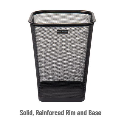 Mind Reader Mesh Trash Can, Waste Paper Basket, Square, Office, Metal Mesh, 9.75" L x 9.75" W x 12.25" H, Set of 4, Black