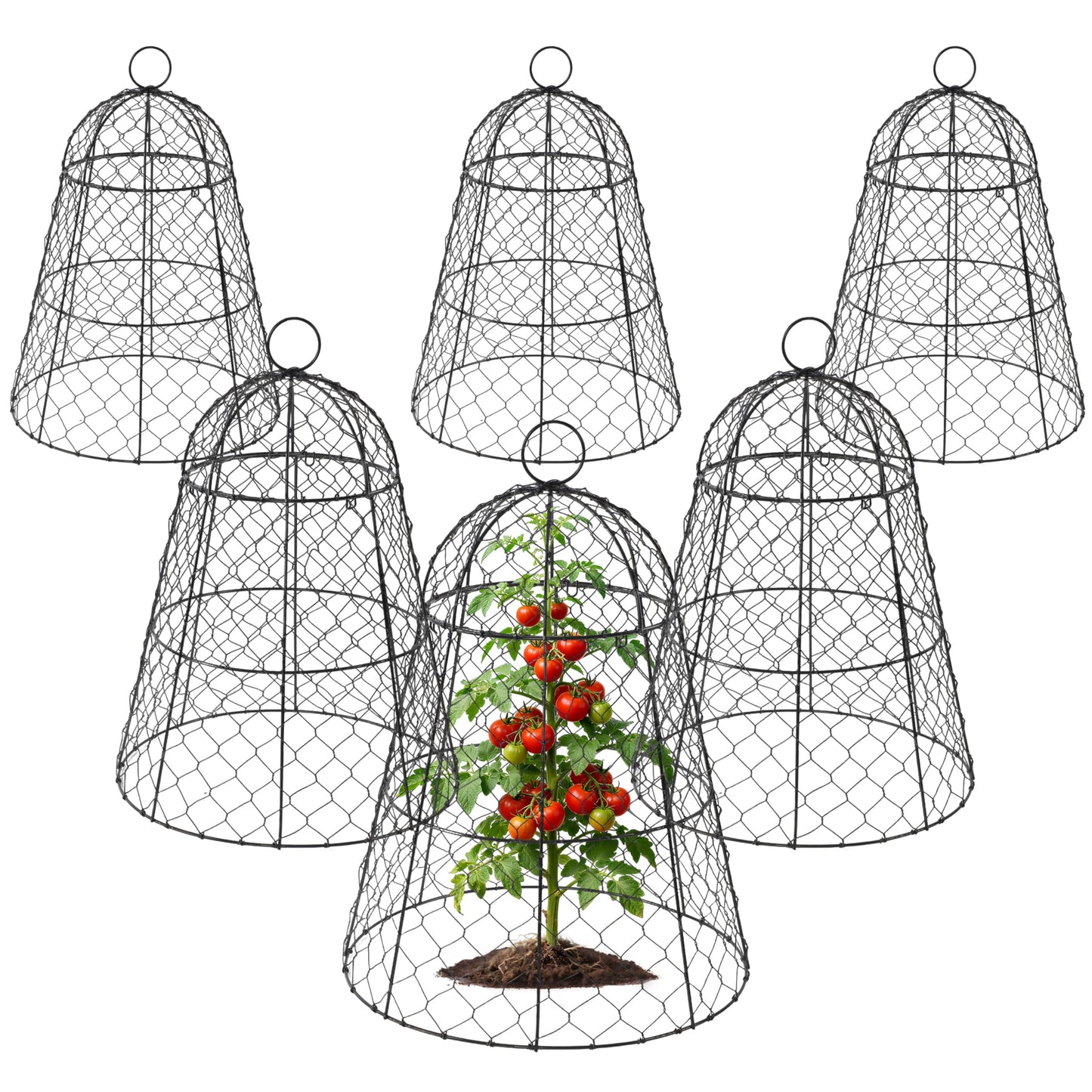 FRUITEAM Metal Plant Covers 6pcs, Heavy Duty Garden Cloche Plant Cage for Outdoor, 13"x15.8"H Rust-Proof Plant Protectors from Animals for Vegetables, Flowers, Seedlings Against Rabbits, Squirrels