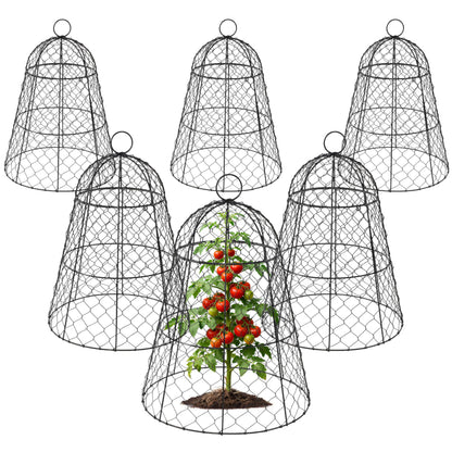 FRUITEAM Metal Plant Covers 6pcs, Heavy Duty Garden Cloche Plant Cage for Outdoor, 13"x15.8"H Rust-Proof Plant Protectors from Animals for Vegetables, Flowers, Seedlings Against Rabbits, Squirrels