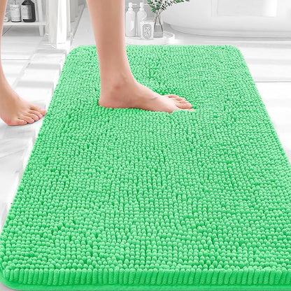 OLANLY Bathroom Rugs 30x18, Extra Soft Absorbent Chenille Bath Rugs, Rubber Backing Quick Dry, Machine Washable Bath Mats for Bathroom Floor, Tub and Shower, Home Decor Accessories, Mint Green