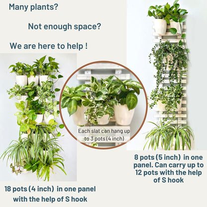 ShopLaLa Wooden Wall Hanging Planter - 2 Pack Wall Plants Holder for Flower Pot Indoor Outdoor Large Rustic White Wood Vertical Herb Garden System Boho Countryside Theme Decor 47.2" (120cm)