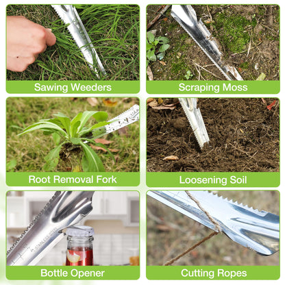 WORKPRO Hand Weeder Puller, 5-in-1 Stainless Steel Garden Trowel with Soft Handle, Gardening Weeding Tool for Easy Weeder Removal, Planting, Weeding, Flower & Vegetable Care in Garden Lawn Yard