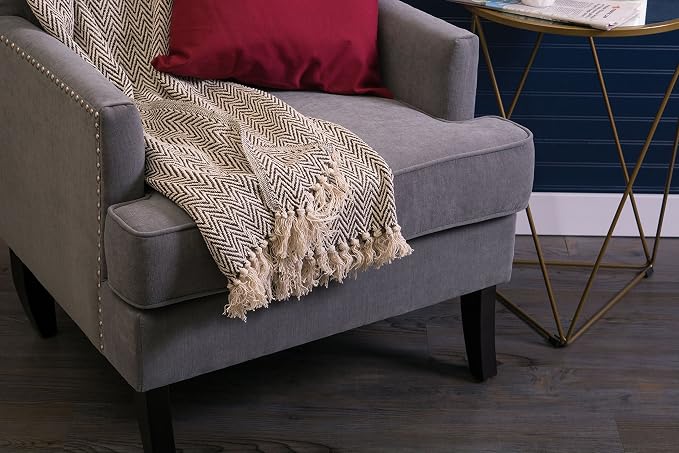 DII Chevron Throw Collection Handloomed Cotton, 50x60, Dark Brown (Pack of 2)