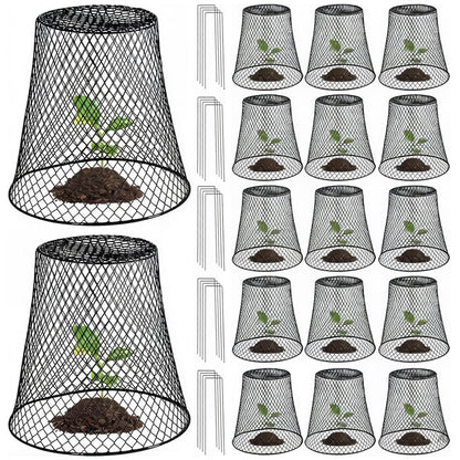 Airsnigi 24Pcs Chicken Wire Plant Cover,9x9 inch Garden Cloches Black Metal Chicken Wire Cloches Plant Protector Cover for Keeping Bunnies Rabbits Chickens Birds Squirrels Small Animals Out