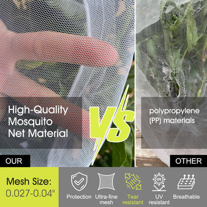 Fruit Tree Netting, RIFNY 3.3 x 2.6 FT Blueberry Bush Netting Cover with Zipper Drawstring, Outdoor Mosquito Net Garden Netting Cover Protector Plant from Birds Cicadas Animals Insect (2 PCS, White)
