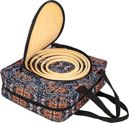 Portable Craft Kits Storage Bag Cross Stitch Starter Kits Embroidery Project Bag Embroidery Tool Storage Tote with Multifunctional Pockets, Bag Only (Colorful Pattern)