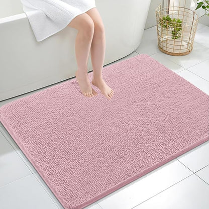 OLANLY Large Bathroom Rugs 40x32, Extra Soft Absorbent Chenille Bath Rugs, Rubber Backing Quick Dry, Machine Washable Bath Mats for Bathroom Floor, Tub and Shower, Home Decor Accessories, Dusty Rose