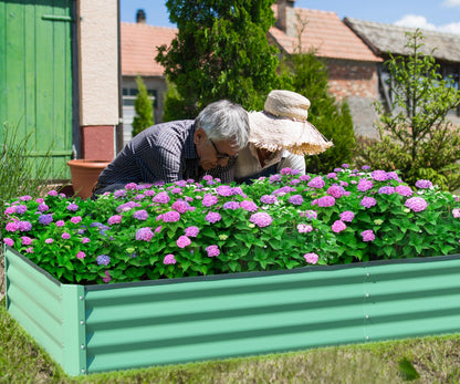 Domi Galvanized Raised Garden Bed, Outdoor Planter Garden Boxes Large Metal Planter Box for Gardening Vegetables Fruits Flowers, Green (8x4x1ft)