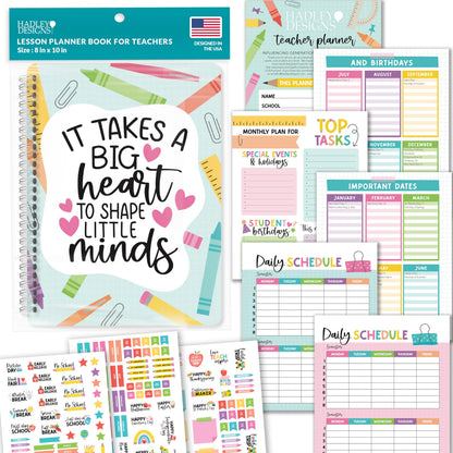 Hadley Designs Teacher Planner 2025-2026 – Lesson Planner Book for Teachers Must Haves, Undated Teacher Planners, Lesson Plan Notebook, Homeschooling Planners, Teachers Appreciation Gifts