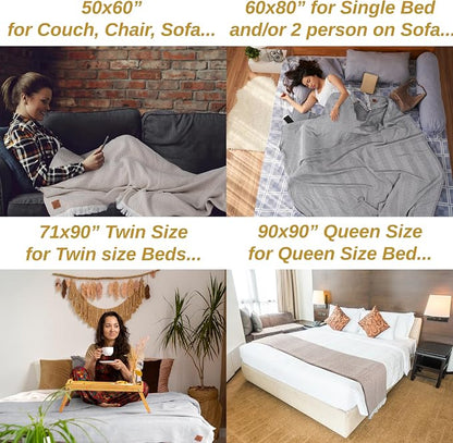 Gold CASE Throw Blanket for Couch – 100% Recycled Cotton – Vintage Throw Blankets for Living Room, Bed, & Outdoor – Decorative Boho Blankets & Throws – Soft Couch Drape – Buffalo Black Set (50”x60”)