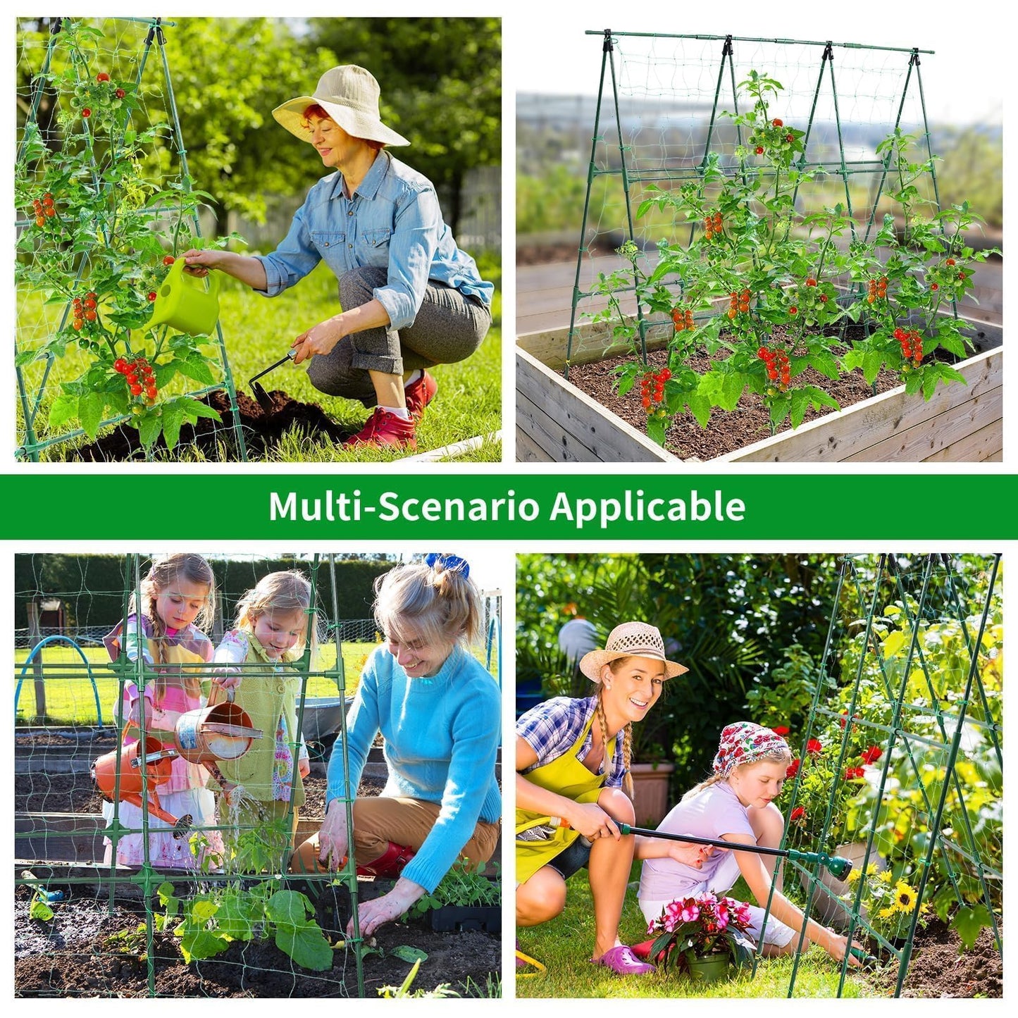 OTOSUNNY Cucumber Trellis for Raised Garden Bed, Garden Trellis for Climbing Plants Outdoor, A Frame Trellis Metal Climbing Plant Support Vine Vegetable Tomato Pole Bean Pea Trellis, 50x48 inch, Green