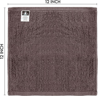 Towel and Linen Mart 100% Cotton - 24 Pack Wash Cloth Set -Grey Color Flannel Face Cloths, Highly Absorbent and Soft Feel Fingertip Towels (Grey, Pack of 24)