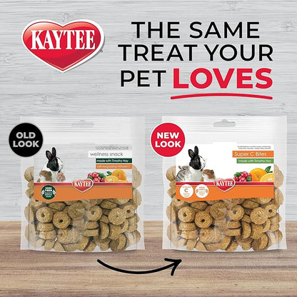 Kaytee Super C Bites Treat for Pet Guinea Pigs, Adult Rabbits, Chinchillas, and Other Small Animals, Cranberry and Orange, 4 oz (Pack of 2)